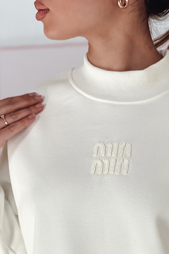 Bluza damska oversize z naszywką LOVASON ecru Dstreet BY1421