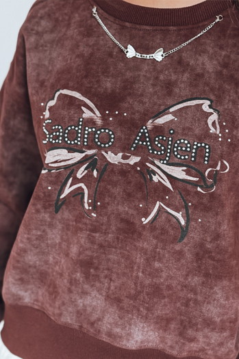 Bluza damska krótka oversize z motywem tie-dye DENVIS bordowa Dstreet BY1423