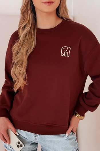 Bluza damska oversize z haftem SOFTSLON bordowa Dstreet BY1430