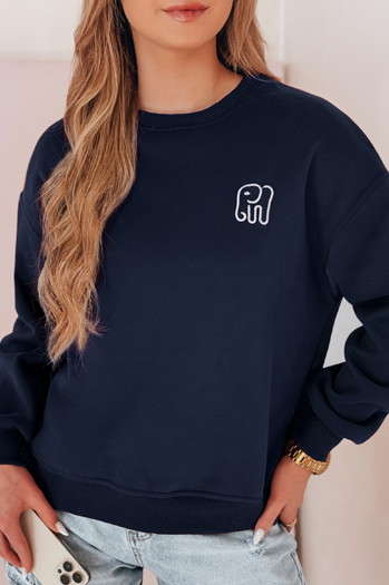 Bluza damska oversize z haftem SOFTSLON granatowa Dstreet BY1431