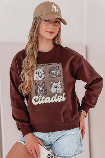 Bluza damska oversize z misiami MISOBEARS bordowa Dstreet BY1434