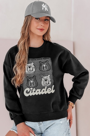 Bluza damska oversize z misiami MISOBEARS czarna Dstreet BY1437