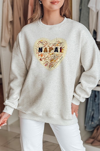 Bluza damska oversize z sercem SERDUCHOVA szara Dstreet BY1440