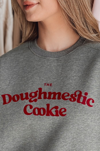 Bluza damska oversize z nadrukiem COOKIES ciemnoszara Dstreet BY1443