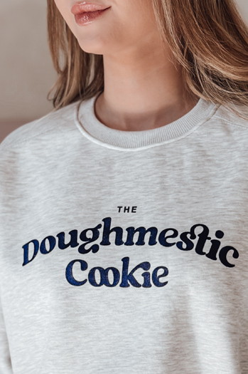 Bluza damska oversize z nadrukiem COOKIES jasnoszara Dstreet BY1444