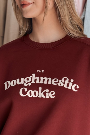 Bluza damska oversize z nadrukiem COOKIES bordowa Dstreet BY1445