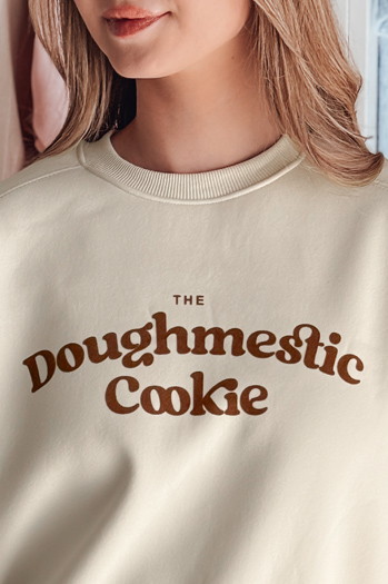 Bluza damska oversize z nadrukiem COOKIES jasnobeżowa Dstreet BY1446