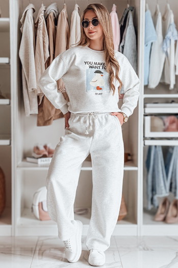 Spodnie damskie dresowe wide leg DRESMOOD PREMIUM jasnoszare Dstreet UY2685