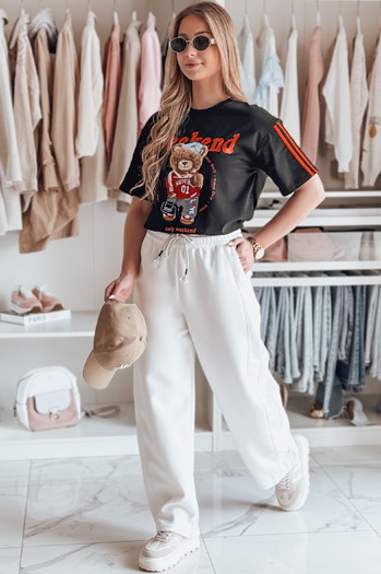 Spodnie damskie dresowe wide leg DRESMOOD PREMIUM ecru Dstreet UY2687