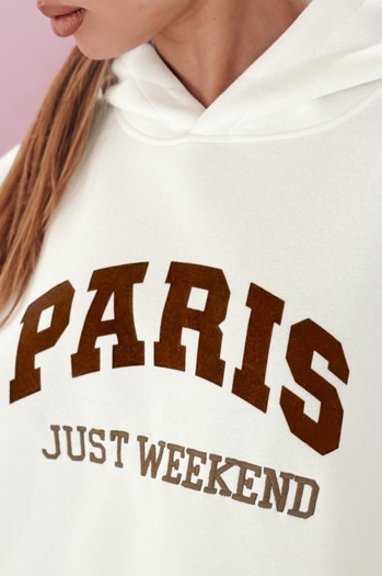 Bluza damska oversize z kapturem PARISSIA ecru Dstreet BY1454