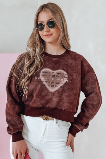 Bluza damska oversize tie-dye z sercem DESSER bordowa Dstreet BY1463