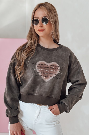 Bluza damska oversize tie-dye z sercem DESSER grafitowa Dstreet BY1464