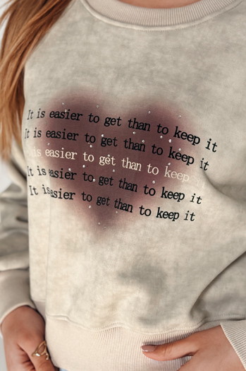 Bluza damska oversize tie-dye z sercem DESSER beżowa Dstreet BY1465