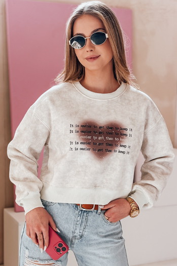 Bluza damska oversize tie-dye z sercem DESSER szara Dstreet BY1466