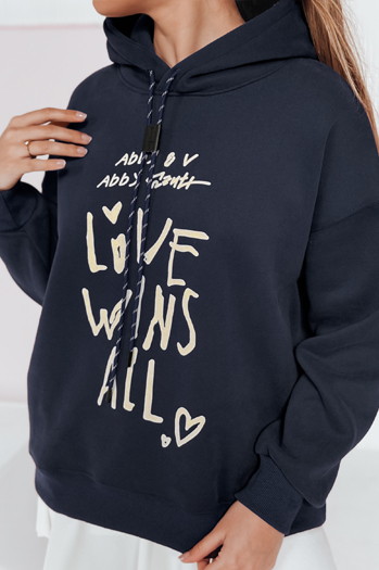 Bluza damska oversize z kapturem LOVEWILL granatowa Dstreet BY1467