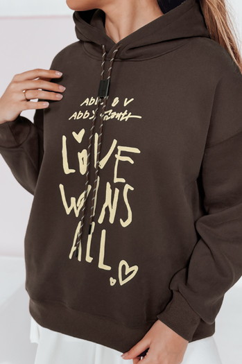 Bluza damska oversize z kapturem LOVEWILL brązowa Dstreet BY1470