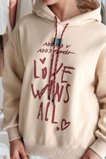 Bluza damska oversize z kapturem LOVEWILL beżowa Dstreet BY1471