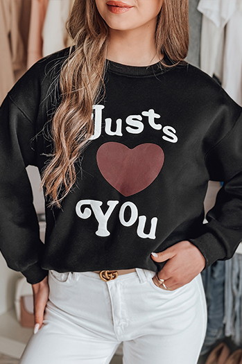 Bluza damska oversize z nadrukiem JUST LOVE YOU czarna Dstreet BY1472