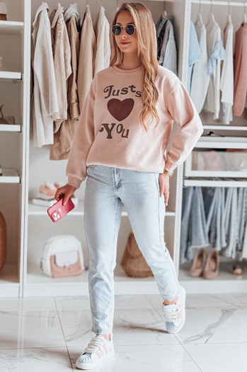 Bluza damska oversize z nadrukiem JUST LOVE YOU różowa Dstreet BY1473