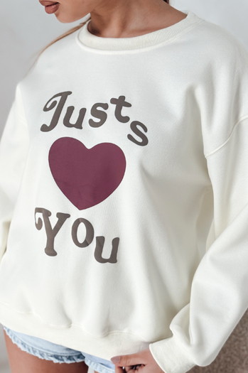 Bluza damska oversize z nadrukiem JUST LOVE YOU beżowa Dstreet BY1476