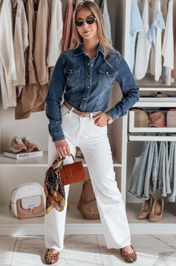 Koszula damska jeansowa NAPSTIPS niebieska Dstreet DY0468