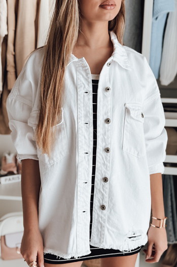 Kurtka damska jeansowa oversize JUSTDEM biała Dstreet TY4903