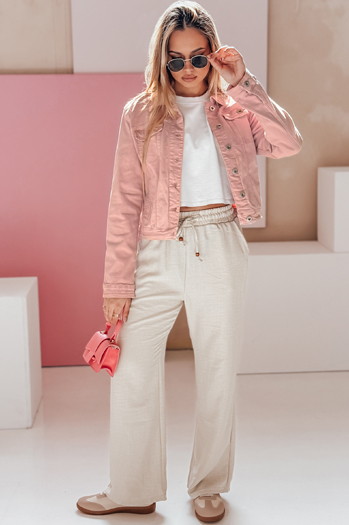 Kurtka damska jeansowa krótka PASTELLO różowa Dstreet TY4909