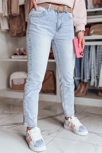 Spodnie damskie jeansowe slim fit z paskiem NEOPASS niebieskie Dstreet UY2680