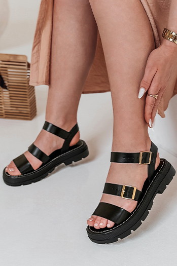Sandały damskie z klamrami SOLARIA czarne Dstreet ZY0889