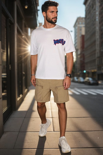 T-shirt męski z nadrukiem biały Dstreet RX5644