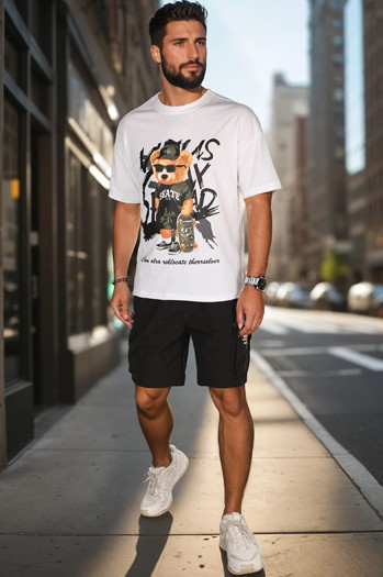 T-shirt męski z nadrukiem biały Dstreet RX5647