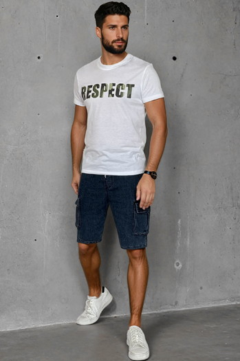 T-shirt męski z nadrukiem biały Dstreet RX5648