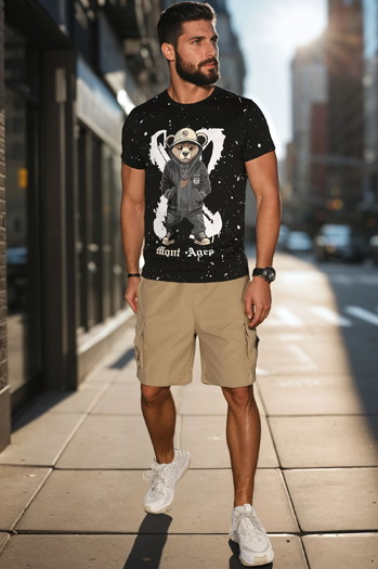 T-shirt męski z nadrukiem czarny Dstreet RX5655