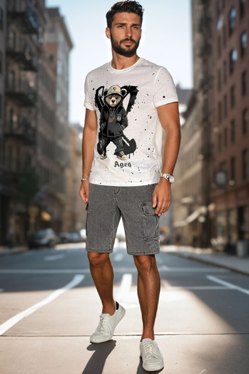 T-shirt męski z nadrukiem biały Dstreet RX5656