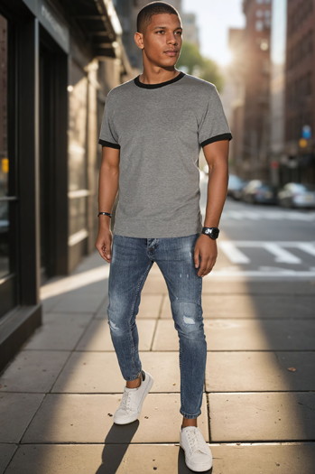 T-shirt męski basic szary Dstreet RX5663