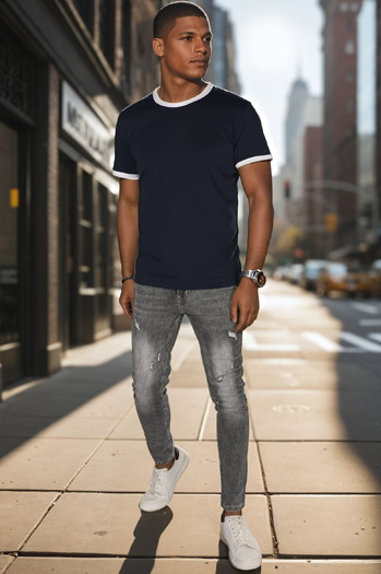 T-shirt męski basic granatowy Dstreet RX5664