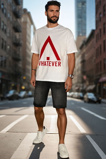 T-shirt męski z nadrukiem biały Dstreet RX5665