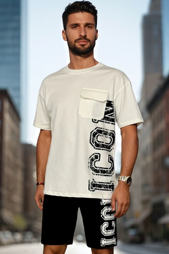 Komplet męski z nadrukiem biały Dstreet AX0800