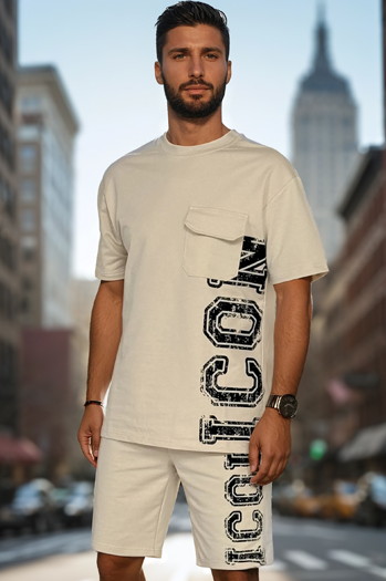 Komplet męski z nadrukiem khaki Dstreet AX0801