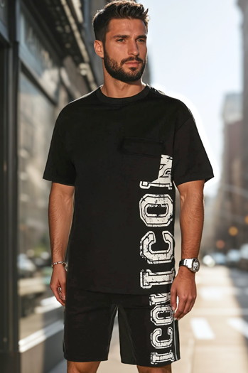 Komplet męski z nadrukiem czarny Dstreet AX0802
