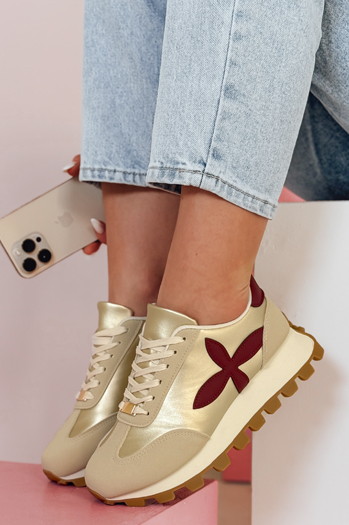 Sportowe sneakersy damskie FLEXIMOT bordowe Dstreet ZY0904