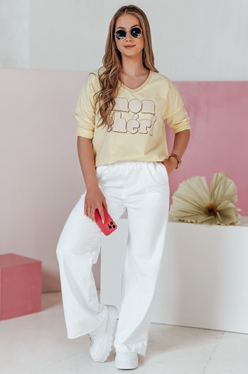 Spodnie damskie dresowe wide leg DRESLINA białe Dstreet UY2693