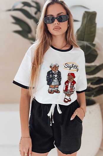 T-shirt damski oversize z haftem CLASSY TEDDY biały Dstreet RY2844