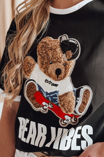 T-shirt damski oversize z haftem misia MISIONISTA czarny Dstreet RY2851