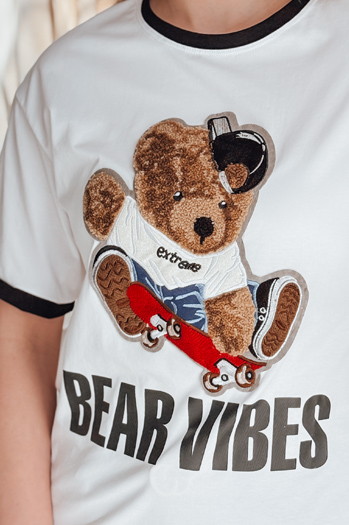 T-shirt damski oversize z haftem misia MISIONISTA biały Dstreet RY2852