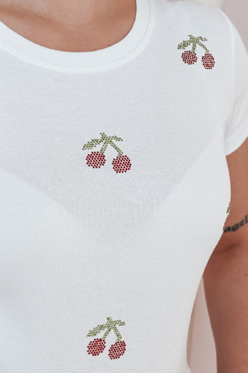 T-shirt damski w wiśnie CHERRYDUST biały Dstreet RY2853