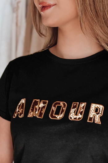 T-shirt damskie z haftem AMOROSA czarny Dstreet RY2855