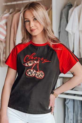 T-shirt damski z efektem 3D CEKINKA czarny Dstreet RY2865
