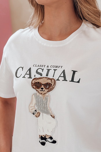 T-shirt damski z misiem MISTREET biały Dstreet RY2874