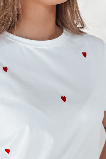 T-shirt damski oversize w serca ROMAFINA biały Dstreet RY2889